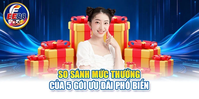 So sánh mức thưởng của 5 gói ưu đãi phổ biến